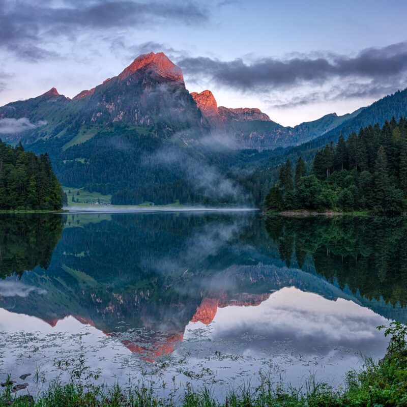 Waiting for the sunrise at the Obersee, Canton Glarus Switzerland.